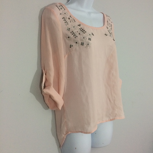 Charlotte Russe Womens S Pink Rhinestone Blouse - Picture 3 of 7